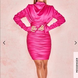 House of CB GIORGIANA Hot Pink satin mini dress